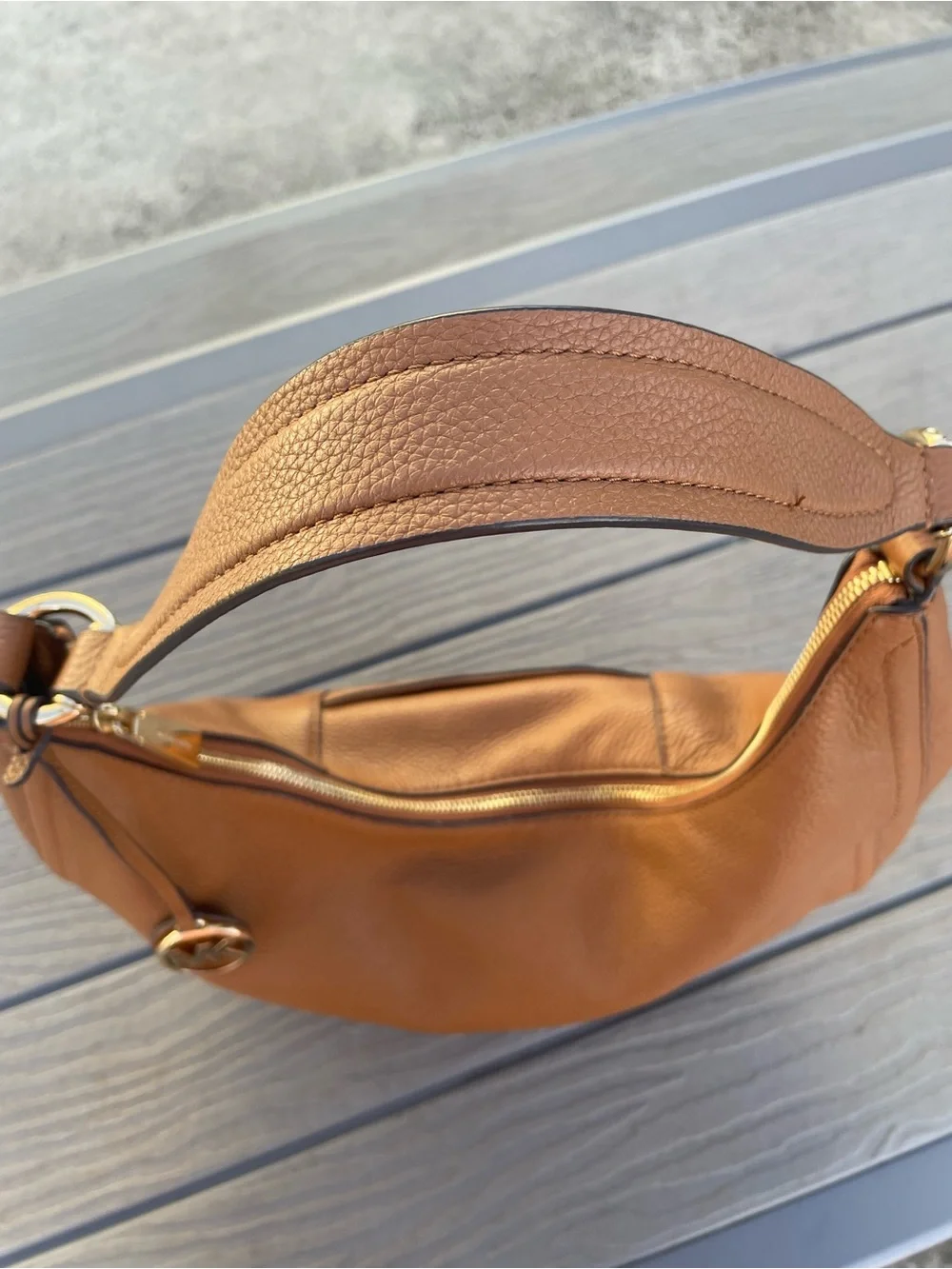 Michael Kors Cognac Pebbled Leather Hobo Bag